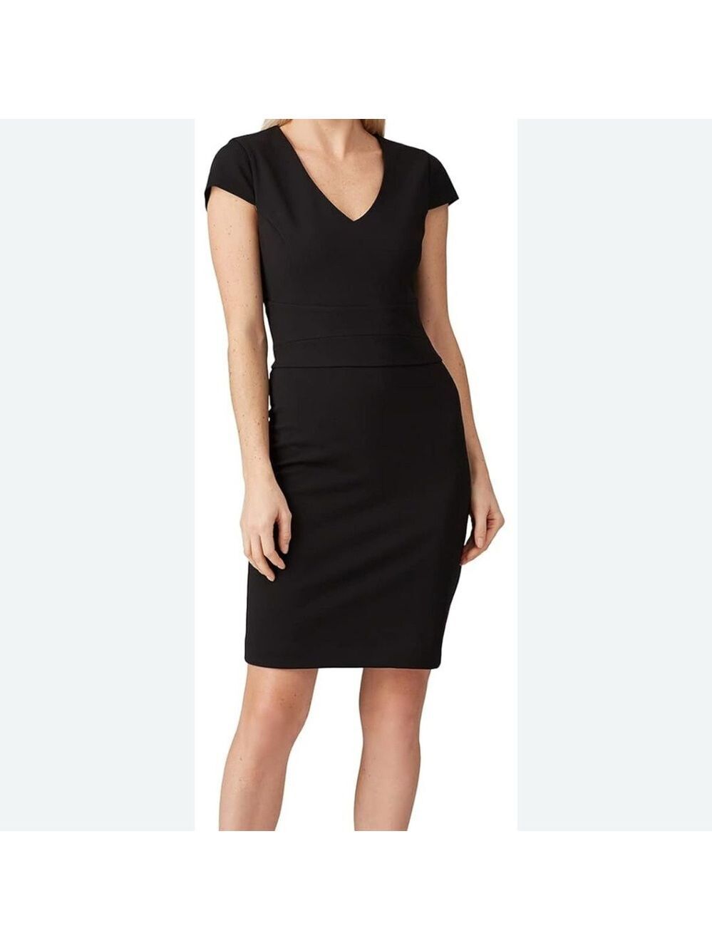 Hugo Boss Designer classic sleek Elegant Black Dress v neck size 4